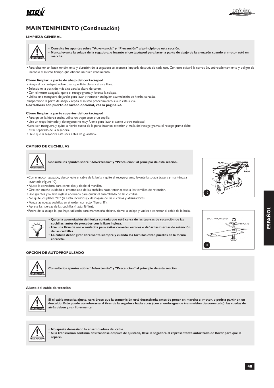 Maintenimiento (continuación), Esp añol | Rover 51  EU User Manual | Page 51 / 92