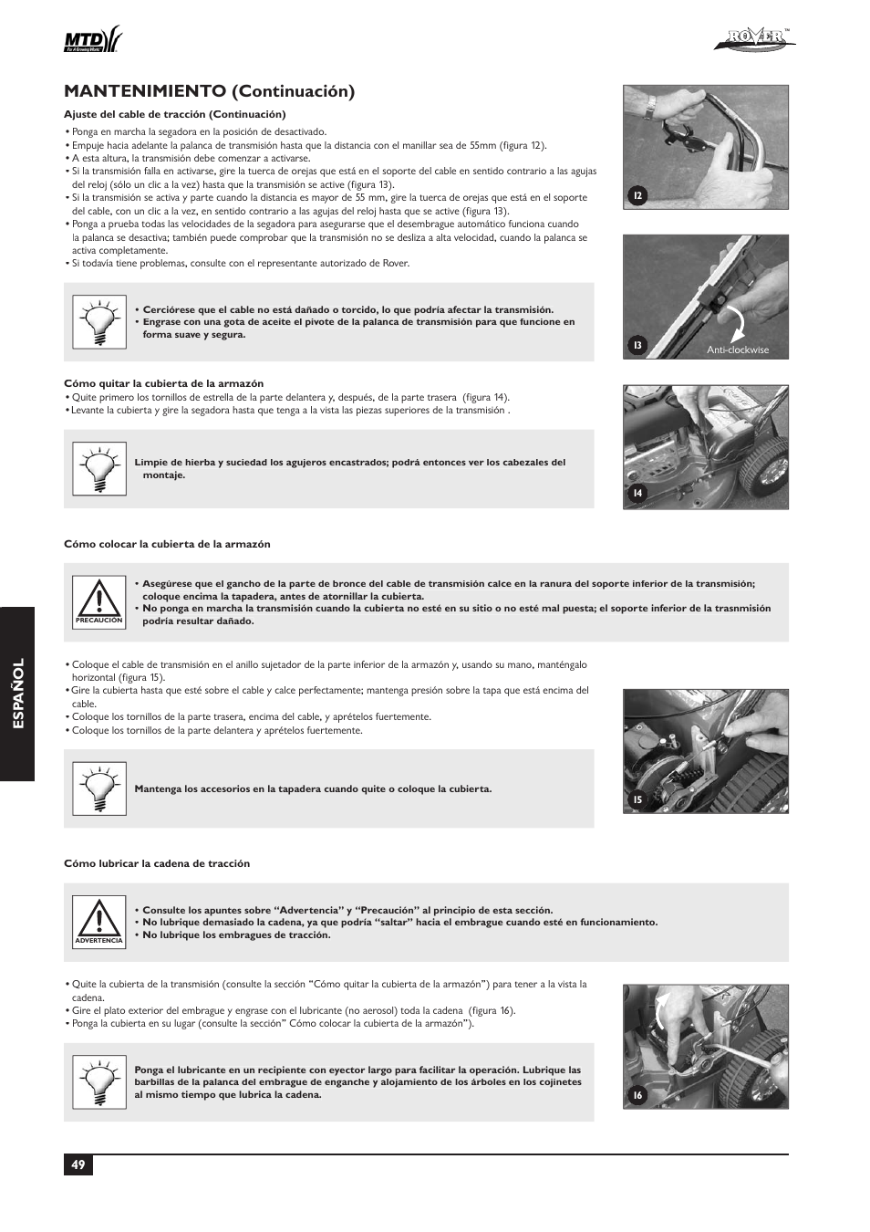 Mantenimiento (continuación), Esp añol | Rover 51  EU User Manual | Page 52 / 92