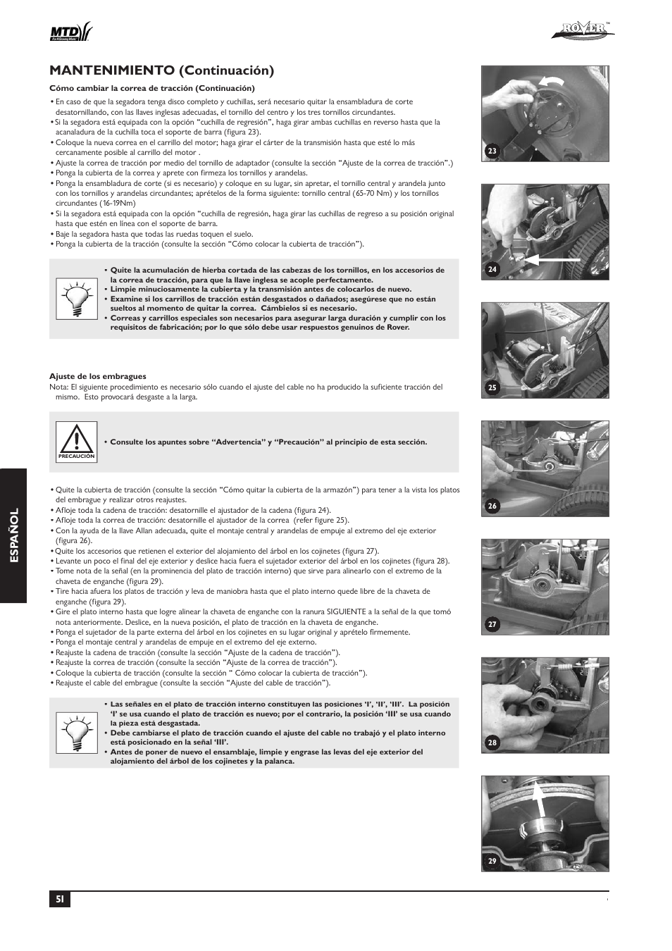 Mantenimiento (continuación), Esp añol | Rover 51  EU User Manual | Page 54 / 92