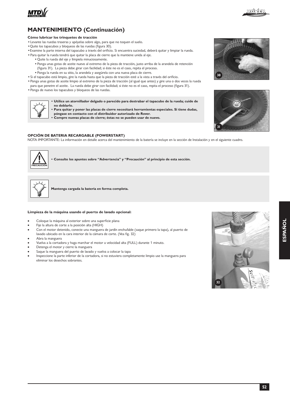 Mantenimiento (continuación), Esp añol | Rover 51  EU User Manual | Page 55 / 92