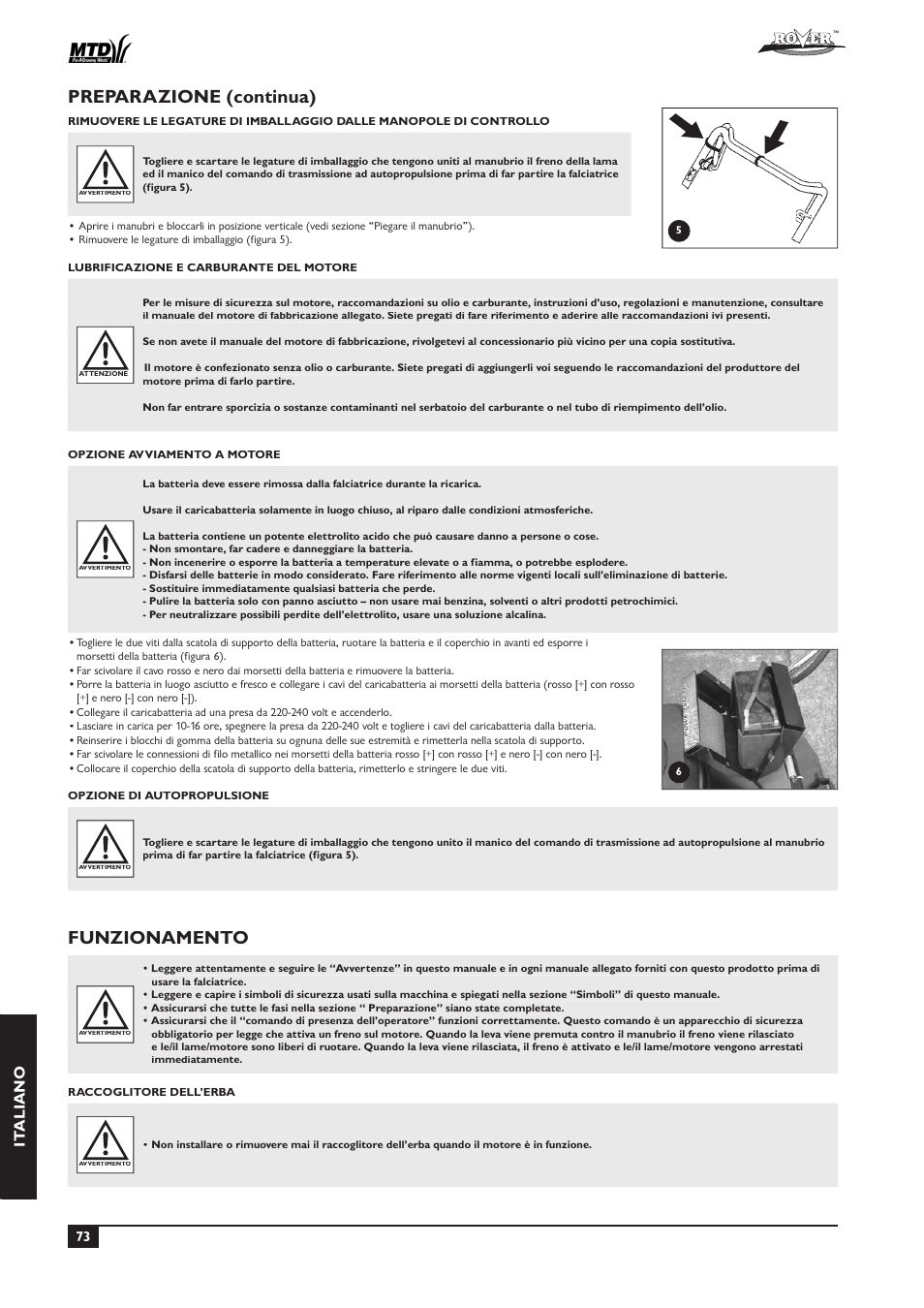 Preparazione (continua), Funzionamento, It aliano | Rover 51  EU User Manual | Page 76 / 92