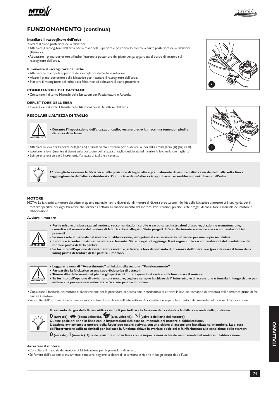 Funzionamento (continua), It aliano | Rover 51  EU User Manual | Page 77 / 92