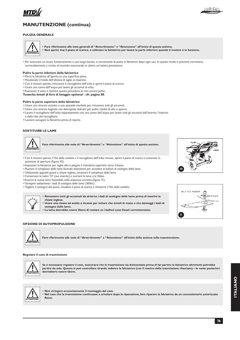 Manutenzione (continua), It aliano | Rover 51  EU User Manual | Page 79 / 92