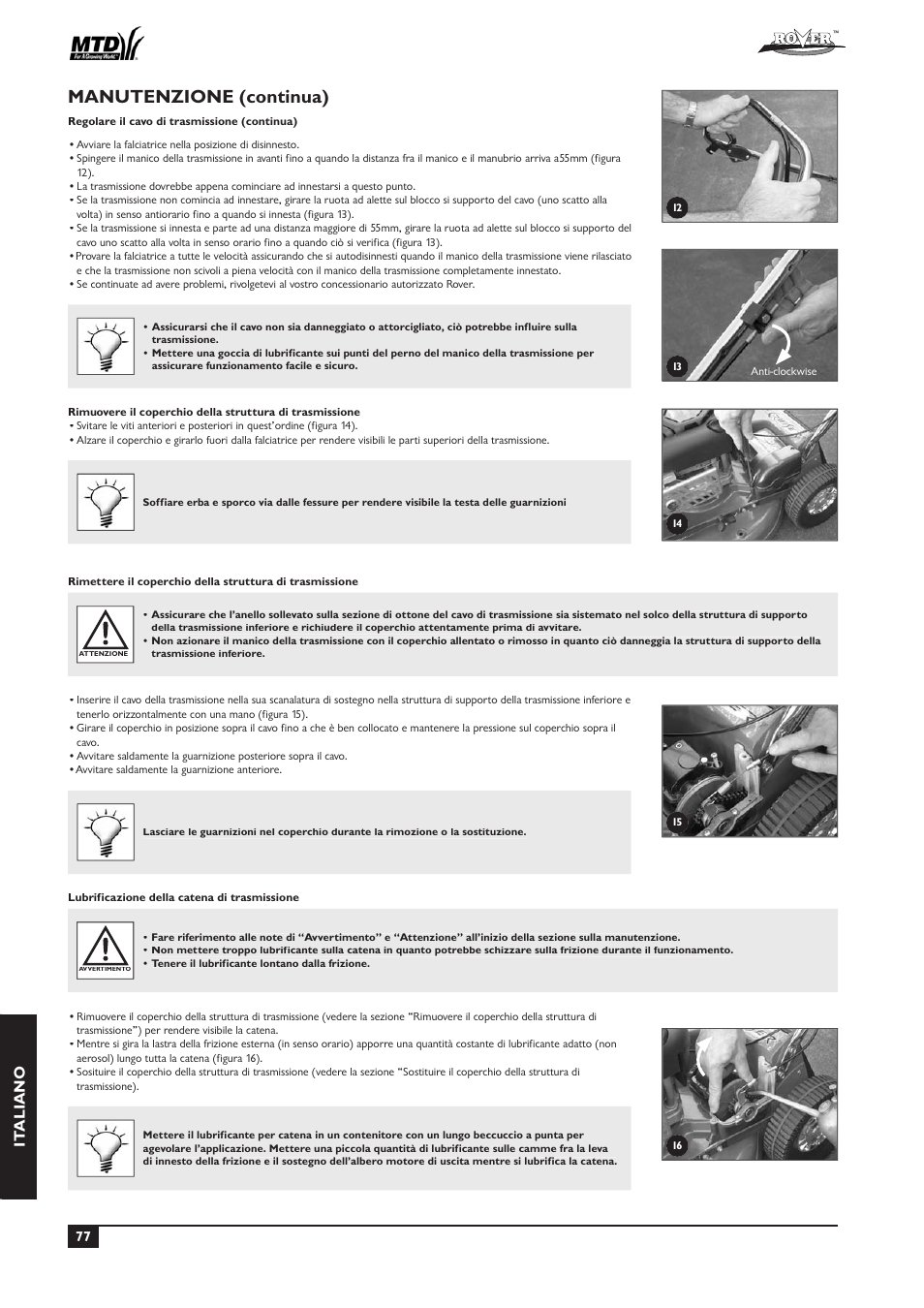 Manutenzione (continua), It aliano | Rover 51  EU User Manual | Page 80 / 92