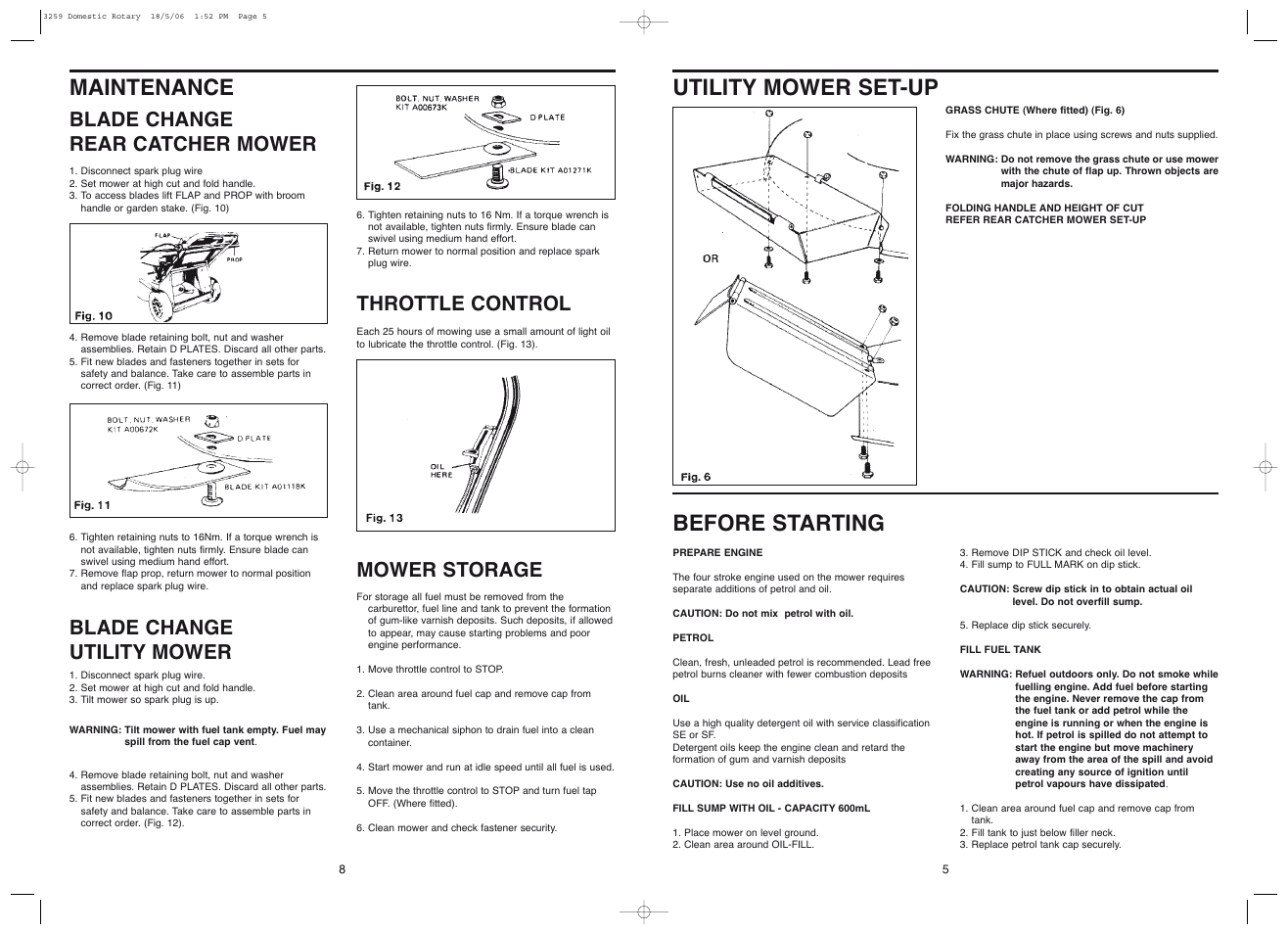 Utility mower set-up before starting maintenance | Rover Domestic Rotary Mower User Manual | Page 5 / 12