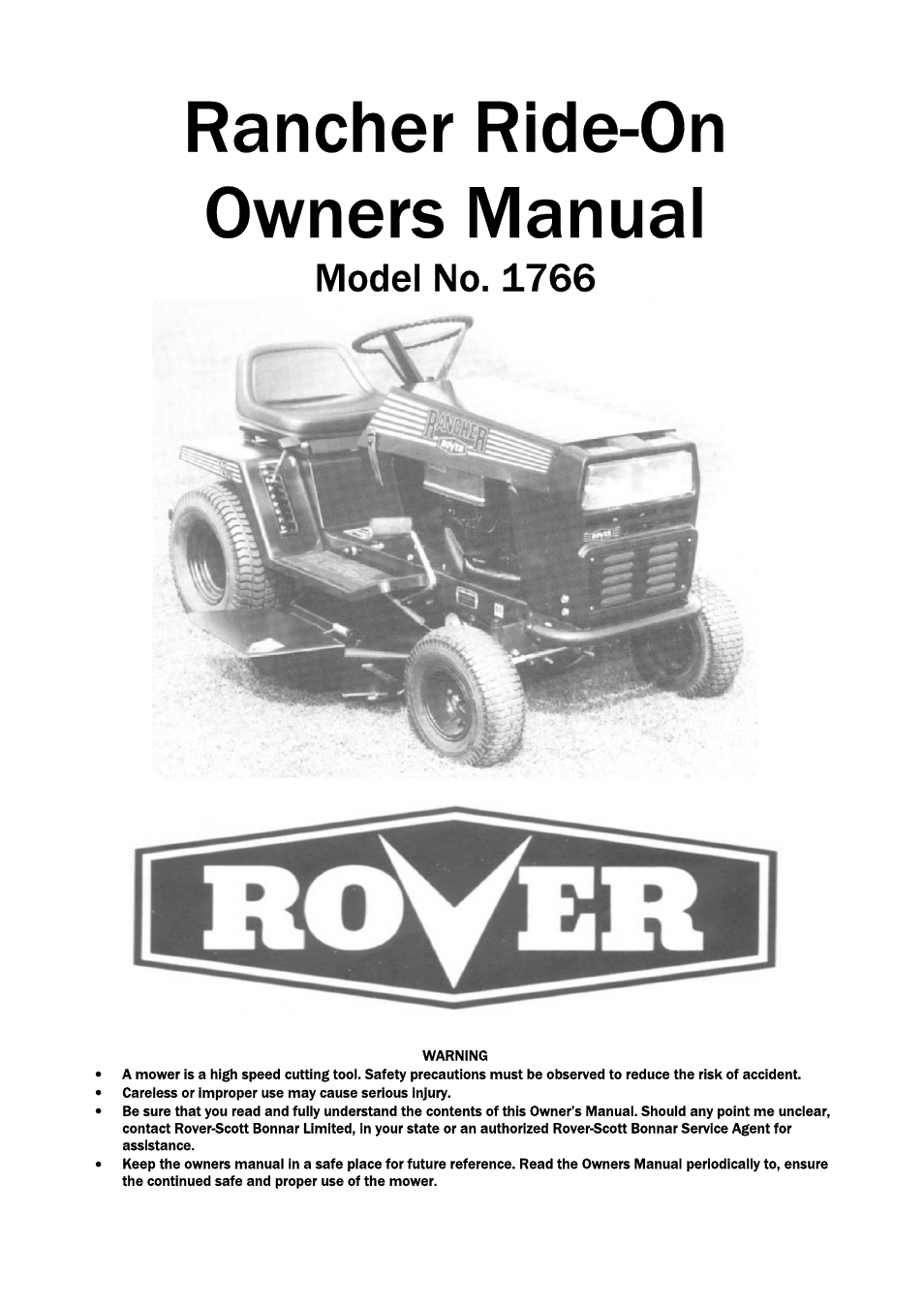 Rover 1766 User Manual | 40 pages