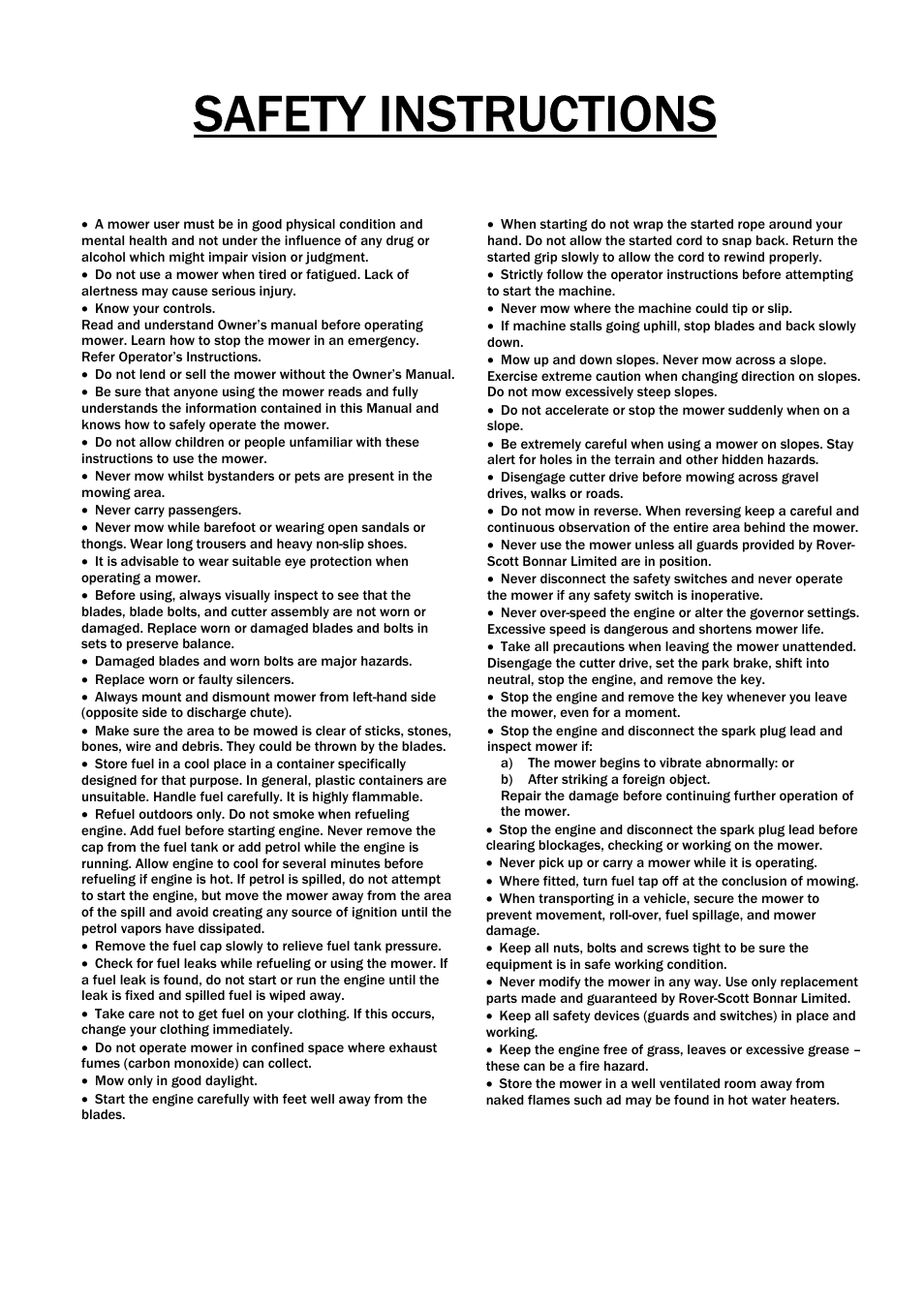 Safety instructions | Rover 1766 User Manual | Page 2 / 40
