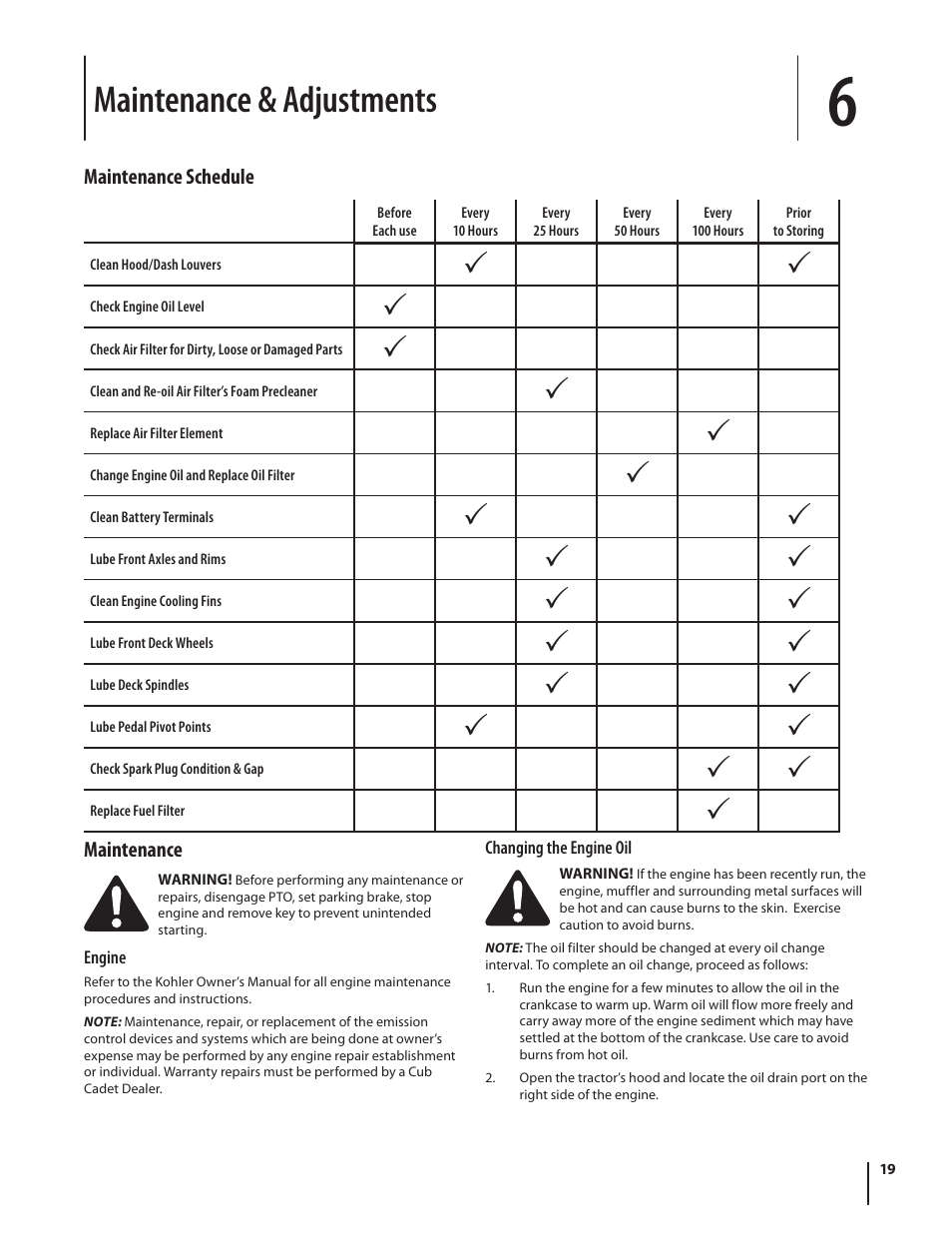 Maintenance & adjustments | Rover 2042 User Manual | Page 19 / 33