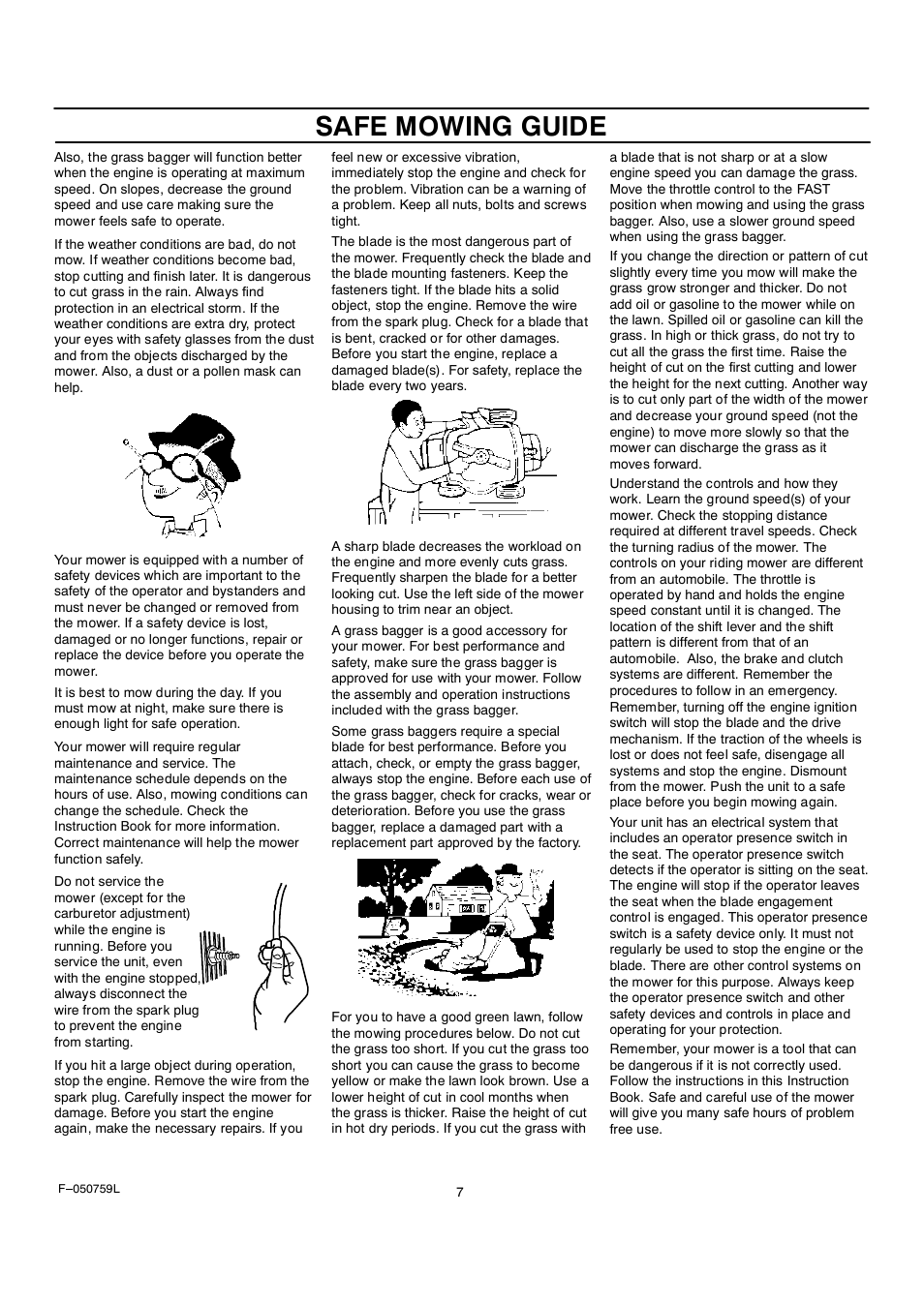 Safe mowing guide | Rover Clipper 405012x108A User Manual | Page 7 / 52
