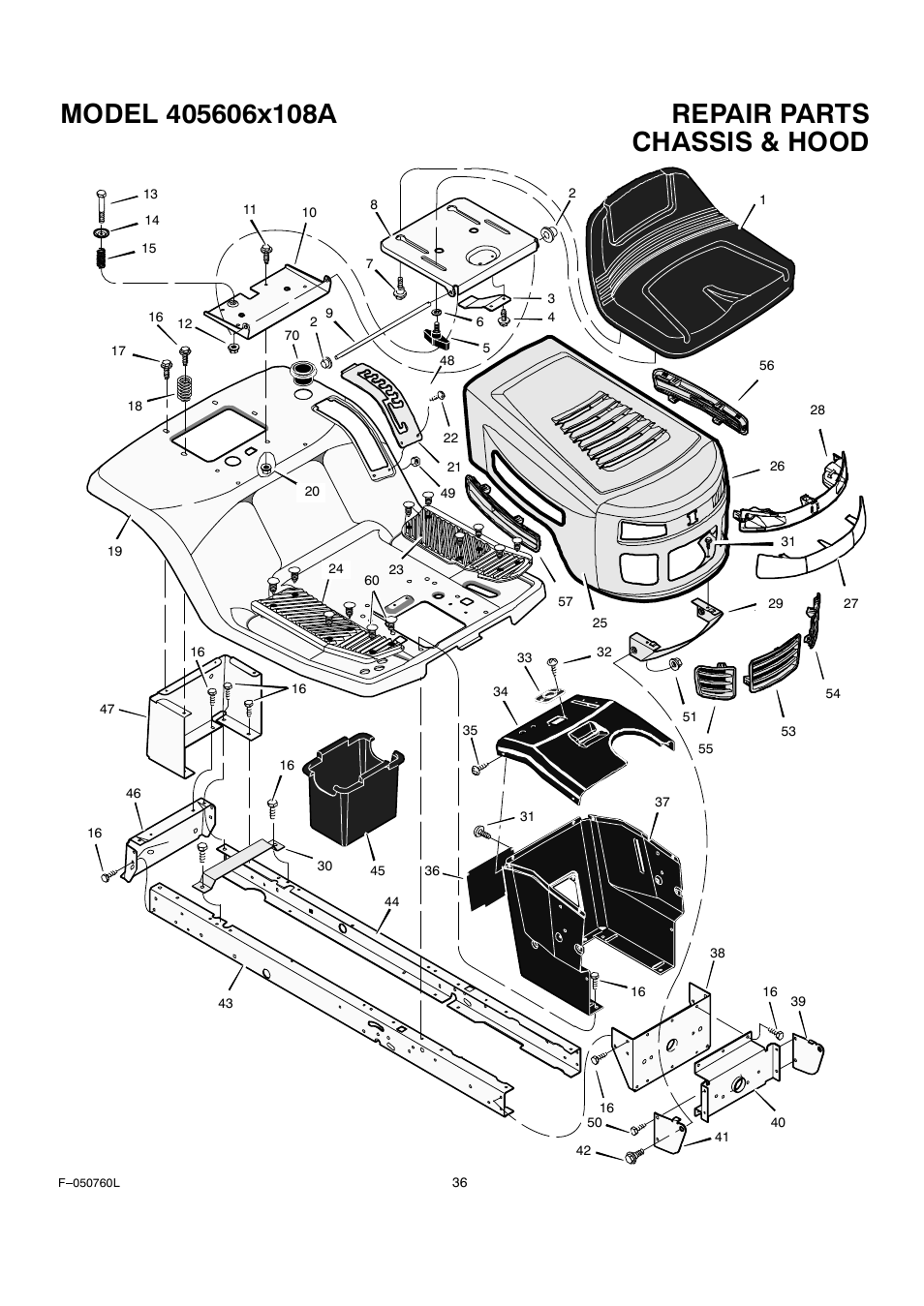 Chassis & hood | Rover Clipper 405606x108A User Manual | Page 36 / 52