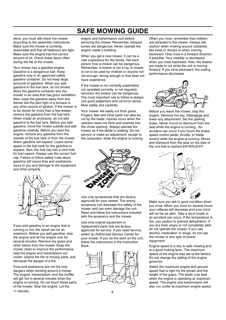 Safe mowing guide | Rover Clipper 405606x108A User Manual | Page 6 / 52