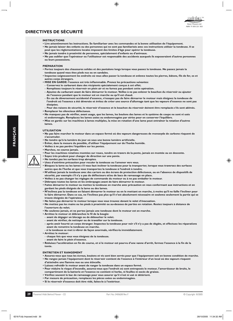 Problembehandlung, Directives de sécurité, Deutsch | Fr ançais | Rover 51 User Manual | Page 32 / 92