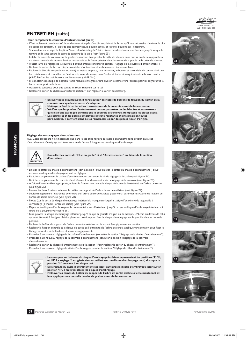 Entretien (suite), Fr ançais | Rover 51 User Manual | Page 40 / 92