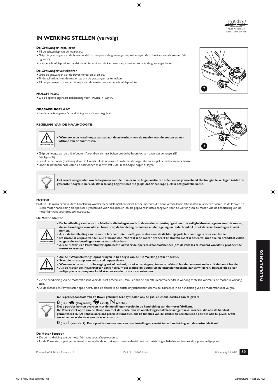 Gebruikslaar maken (vervolg), Nederl ands | Rover 51 User Manual | Page 63 / 92