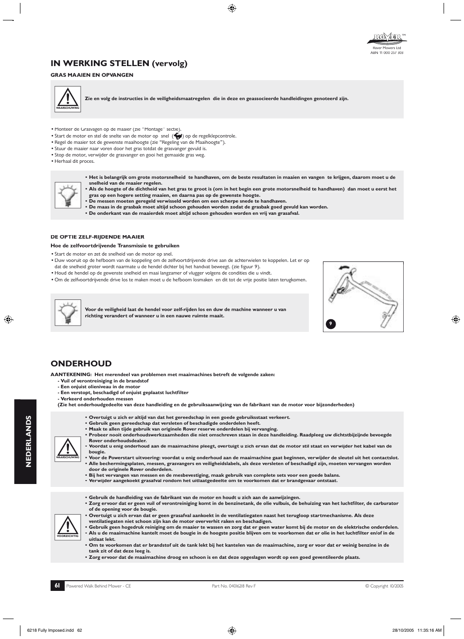 Specificaties, Gebruiksklaar maken, Componenten | Onderhoud, Nederl ands | Rover 51 User Manual | Page 64 / 92