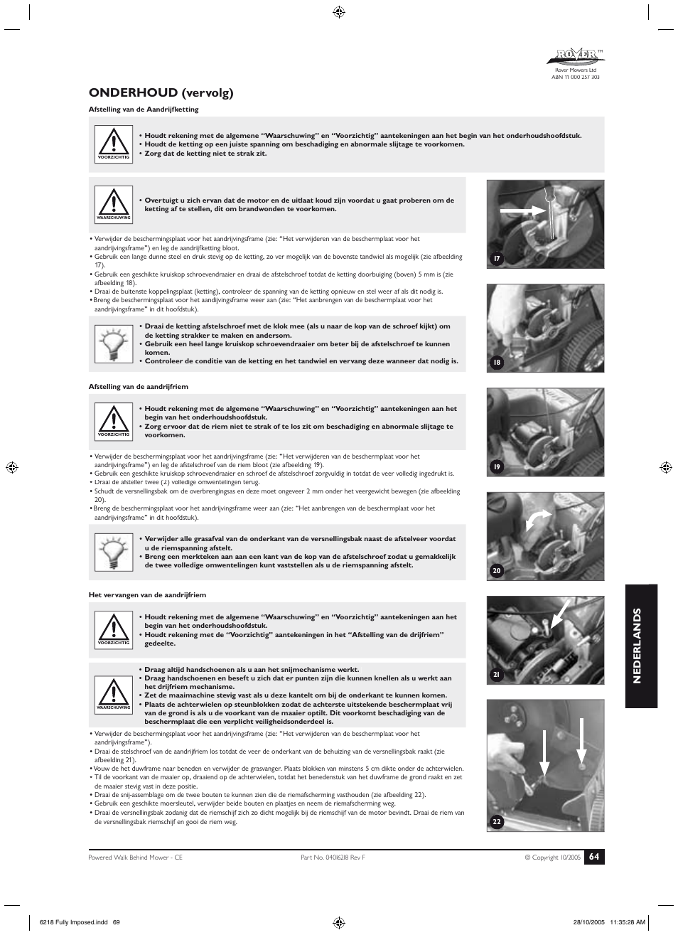 Onderhoud (vervolg), Nederl ands | Rover 51 User Manual | Page 67 / 92