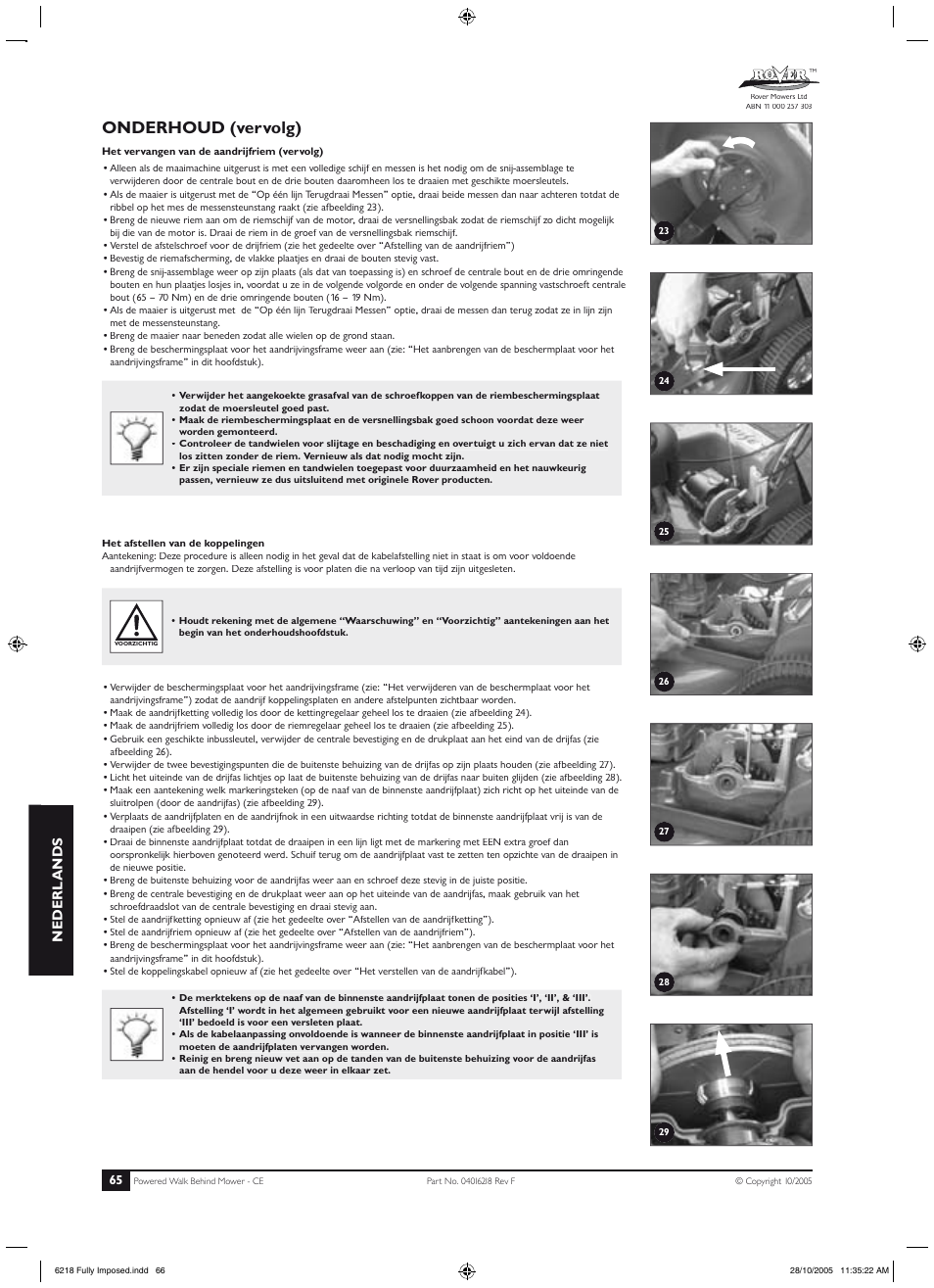 Onderhoud (vervolg), Nederl ands | Rover 51 User Manual | Page 68 / 92
