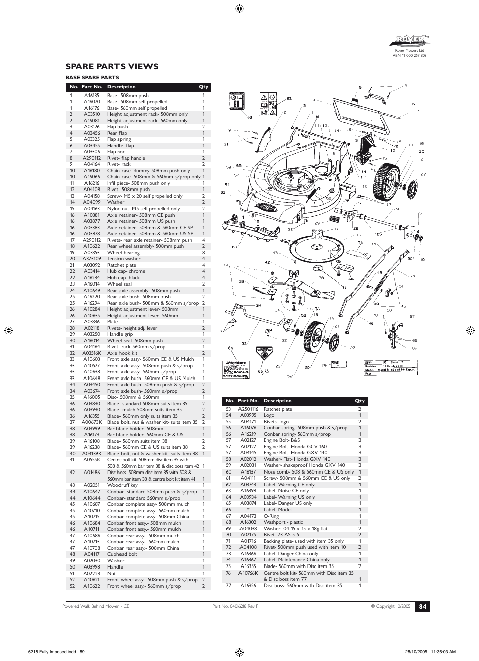 Spare parts views, It aliano | Rover 51 User Manual | Page 87 / 92