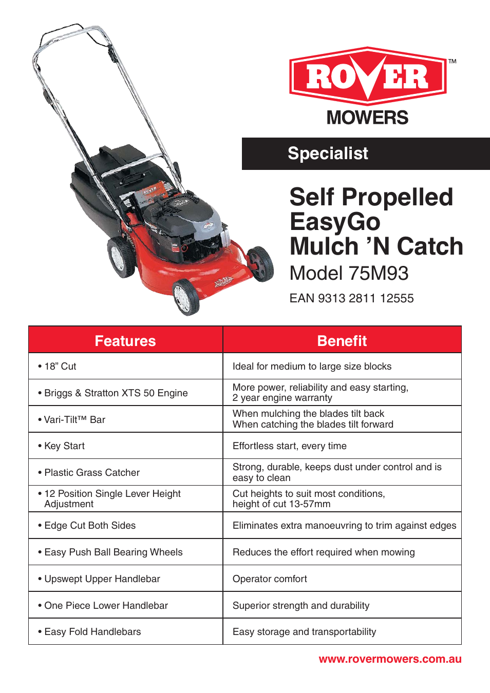 Rover EasyGo 75M93 User Manual | 1 page