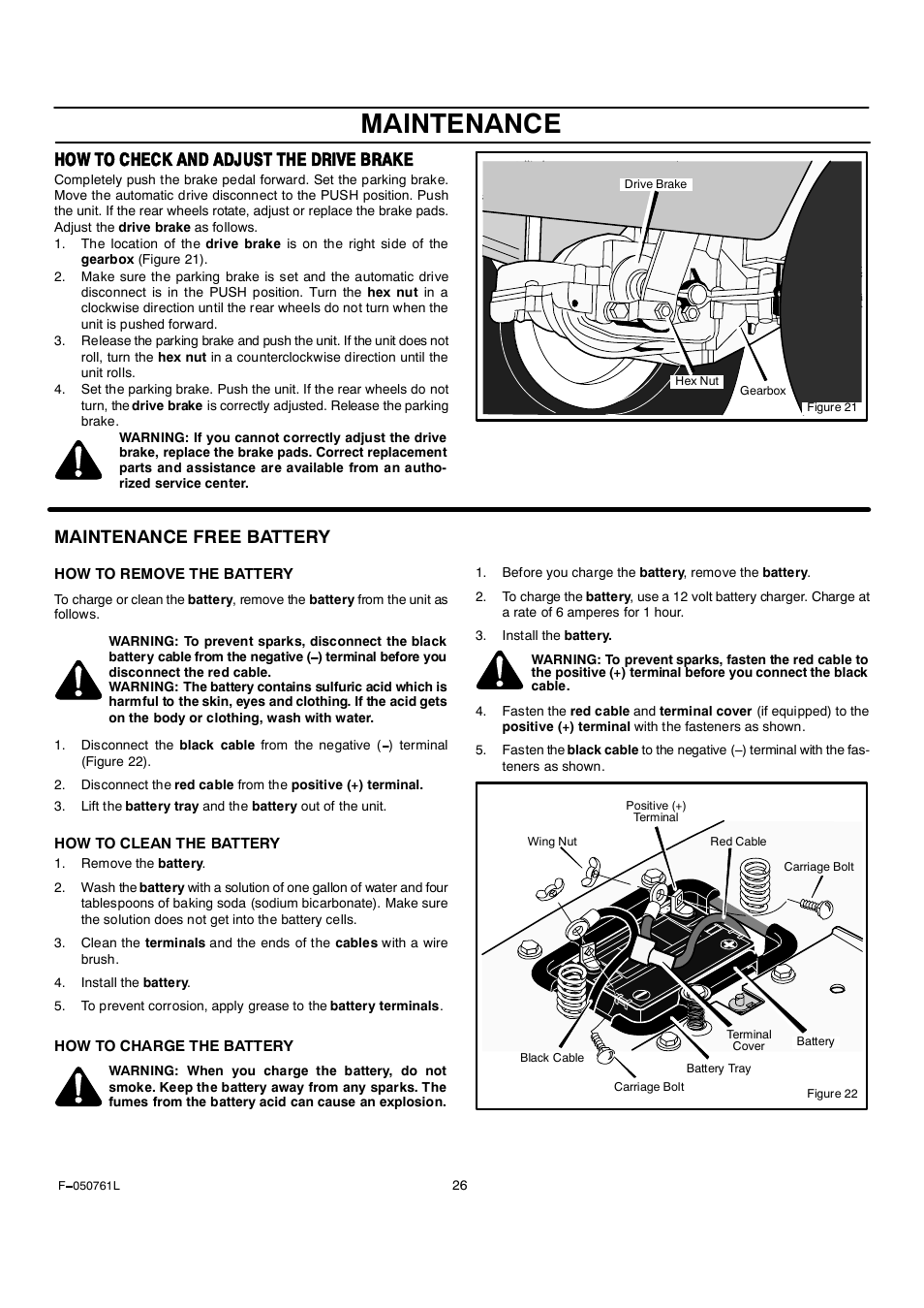 Maintenance, Шсй мс эшыэх ять яьцлнм мшы ьочкы юояхы, Maintenance free battery | Rover 425621x108A User Manual | Page 26 / 52