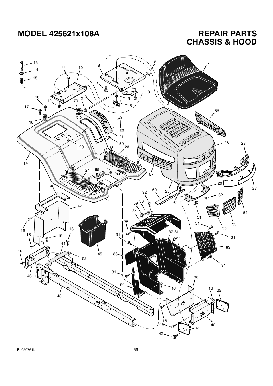 Chassis & hood | Rover 425621x108A User Manual | Page 36 / 52