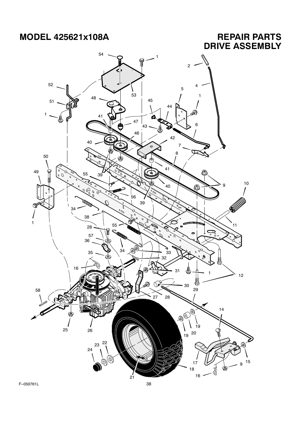 Drive assembly | Rover 425621x108A User Manual | Page 38 / 52