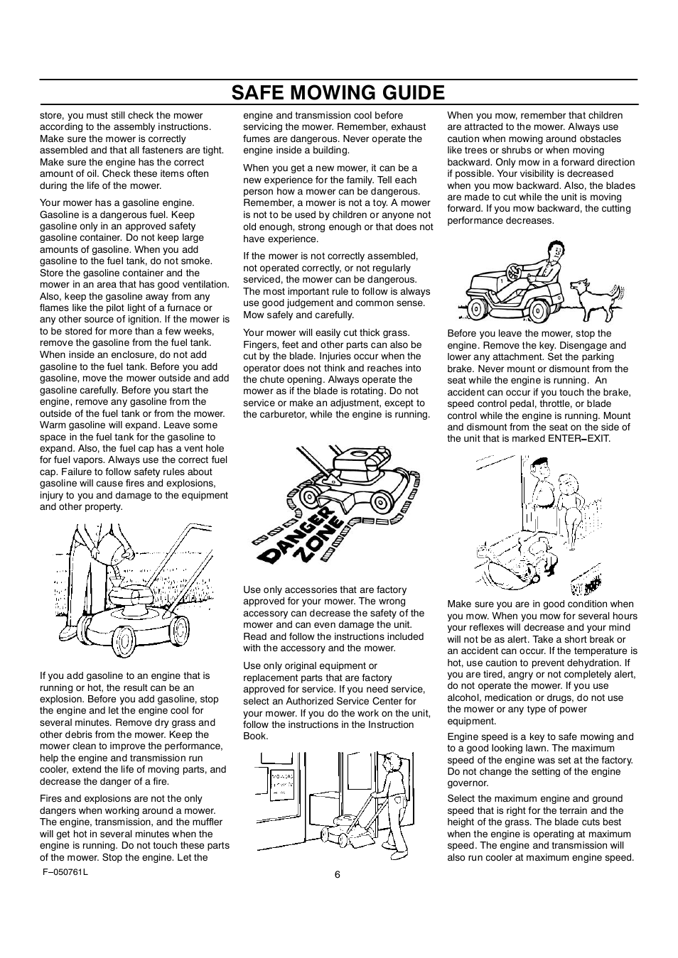 Safe mowing guide | Rover 425621x108A User Manual | Page 6 / 52