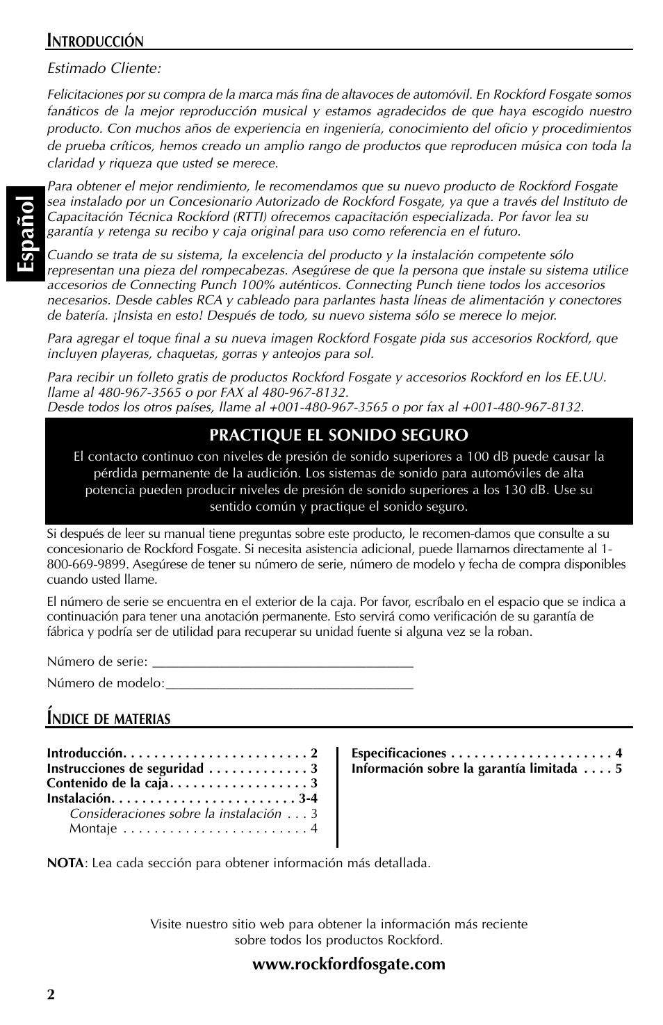 Espa ñ ol | Rockford Fosgate FFC69 User Manual | Page 10 / 24