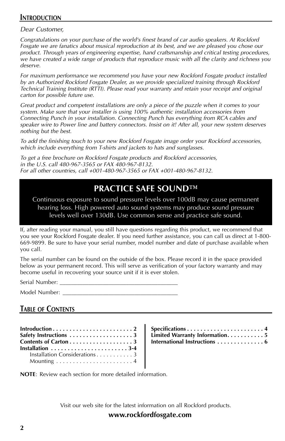 Practice safe sound | Rockford Fosgate FFC69 User Manual | Page 2 / 24