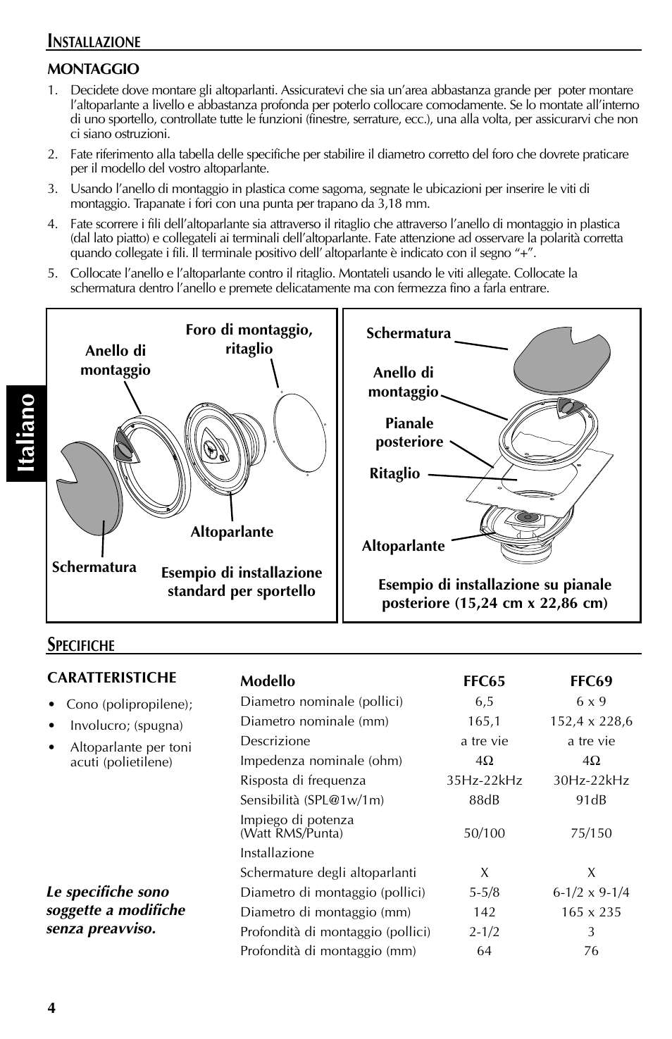 Italiano | Rockford Fosgate FFC69 User Manual | Page 20 / 24
