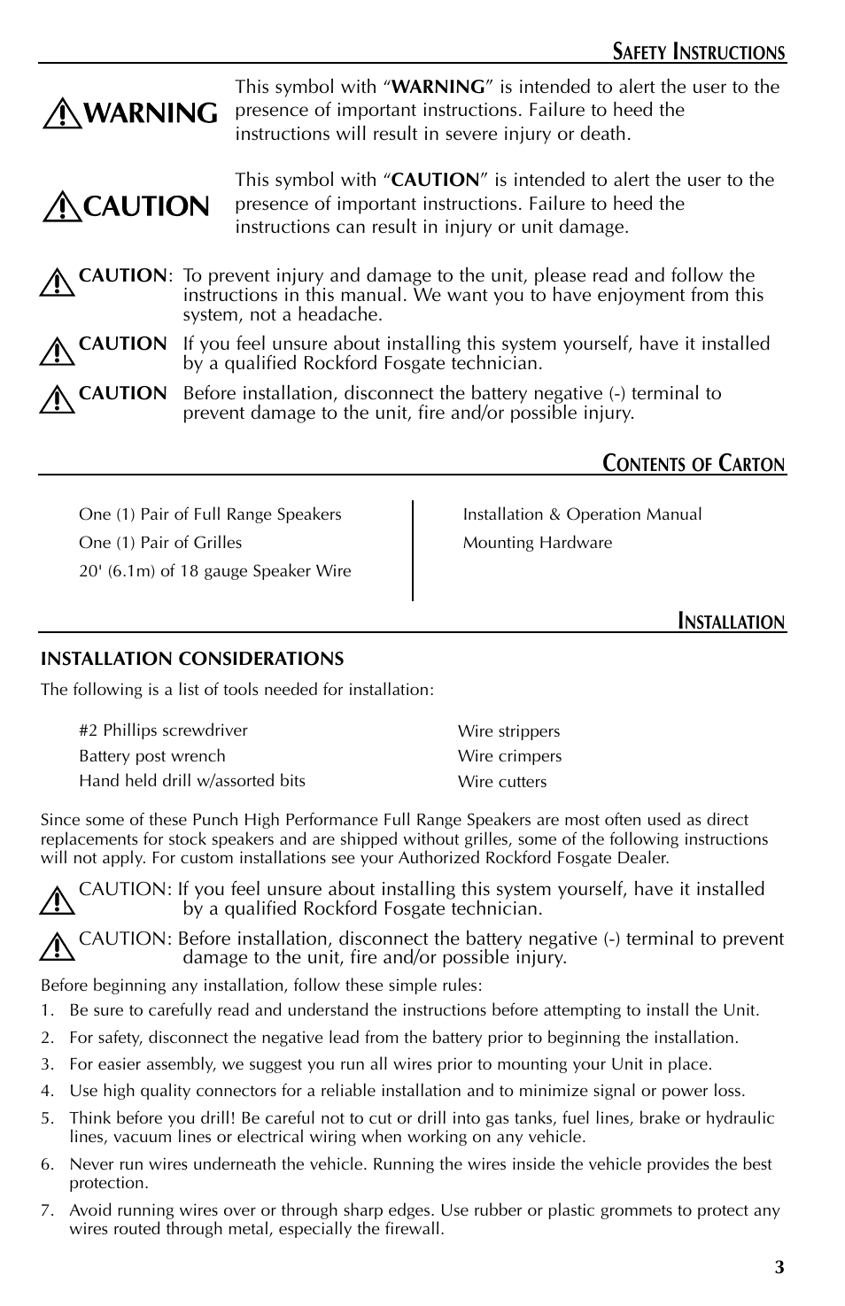 Rockford Fosgate FFC69 User Manual | Page 3 / 24