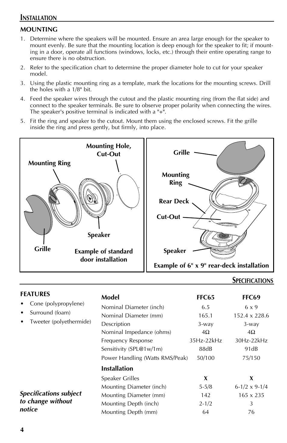 Rockford Fosgate FFC69 User Manual | Page 4 / 24