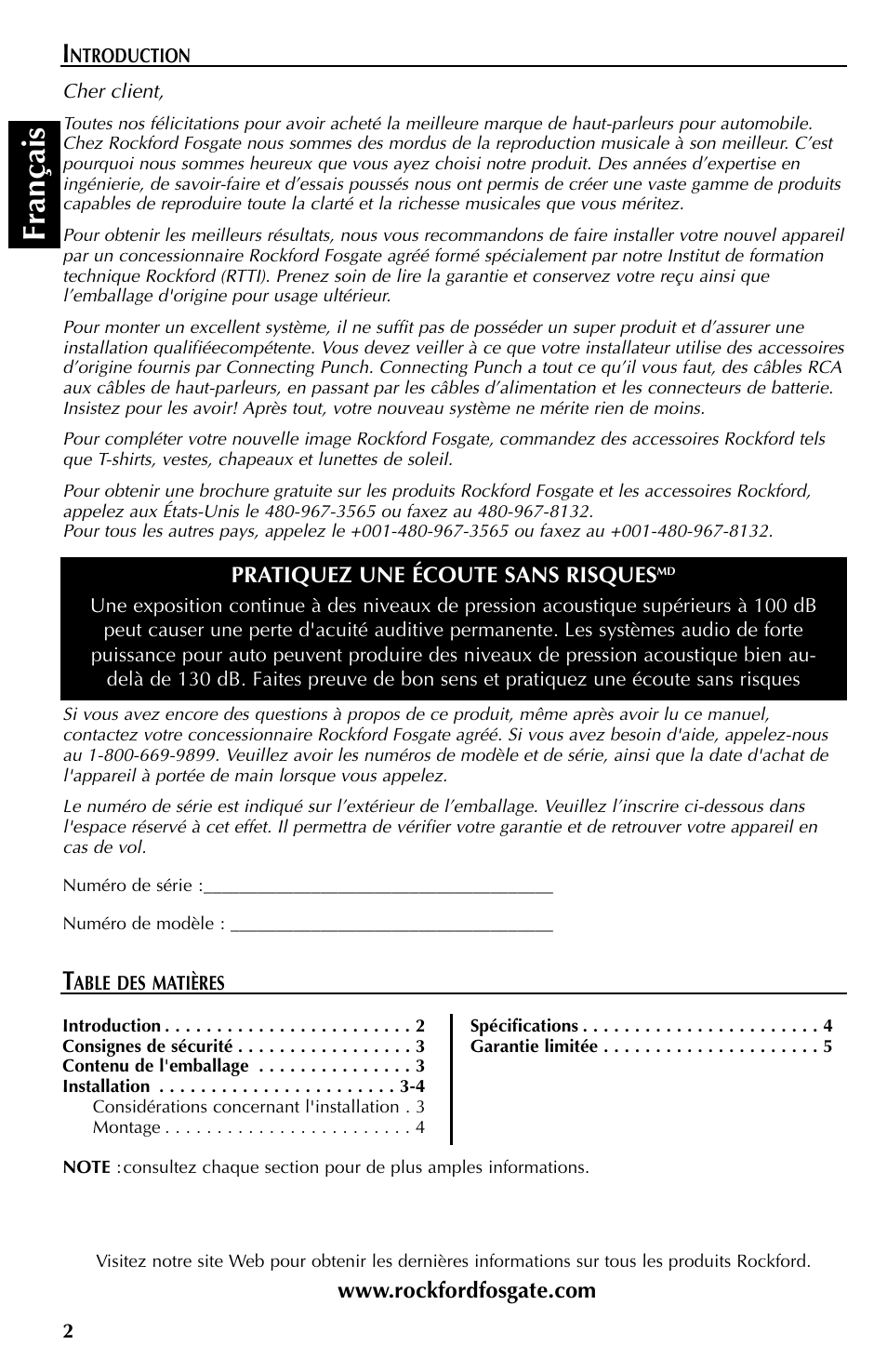 Fran çais | Rockford Fosgate FFC69 User Manual | Page 6 / 24