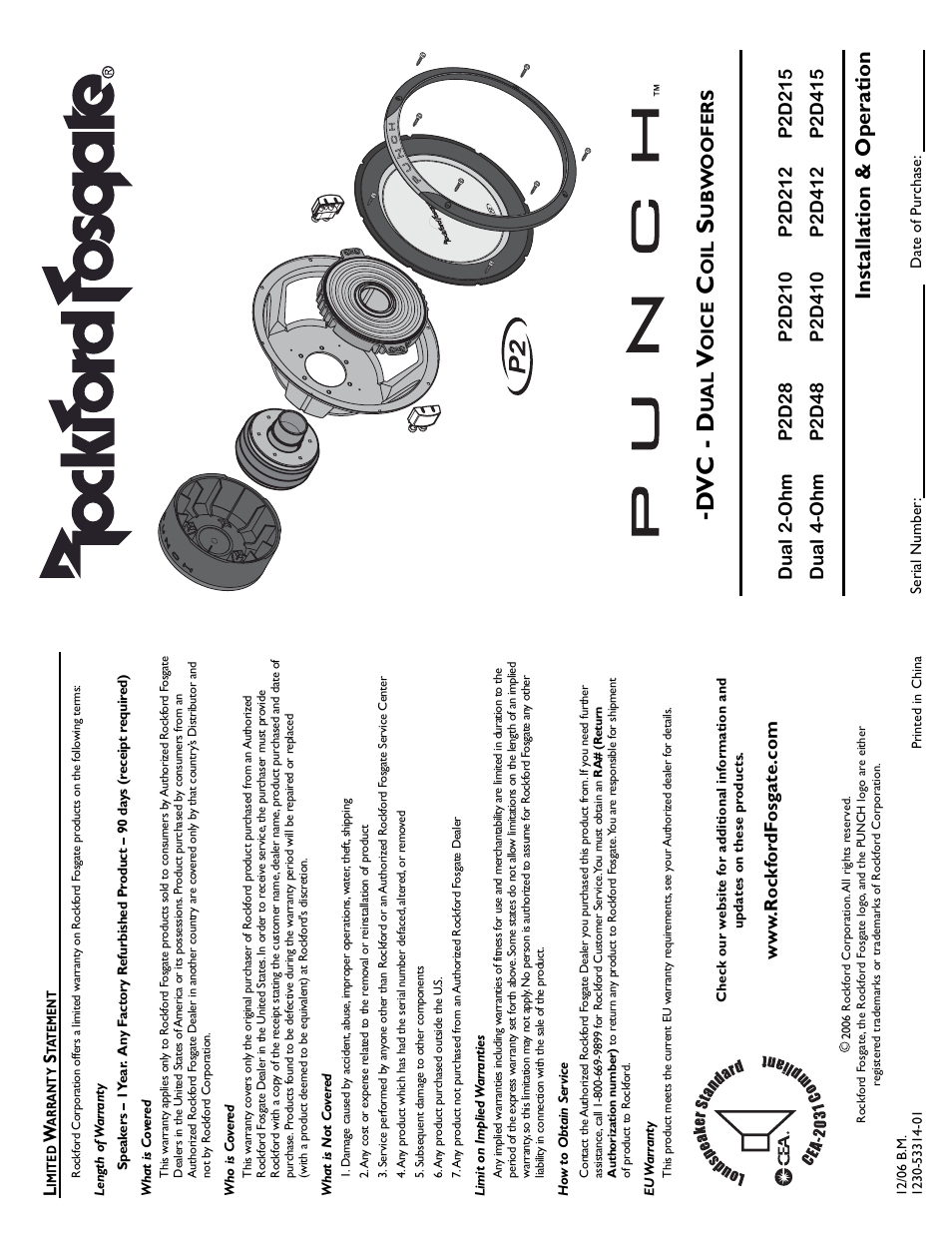 Rockford Fosgate PUNCH P2D412 User Manual | 8 pages