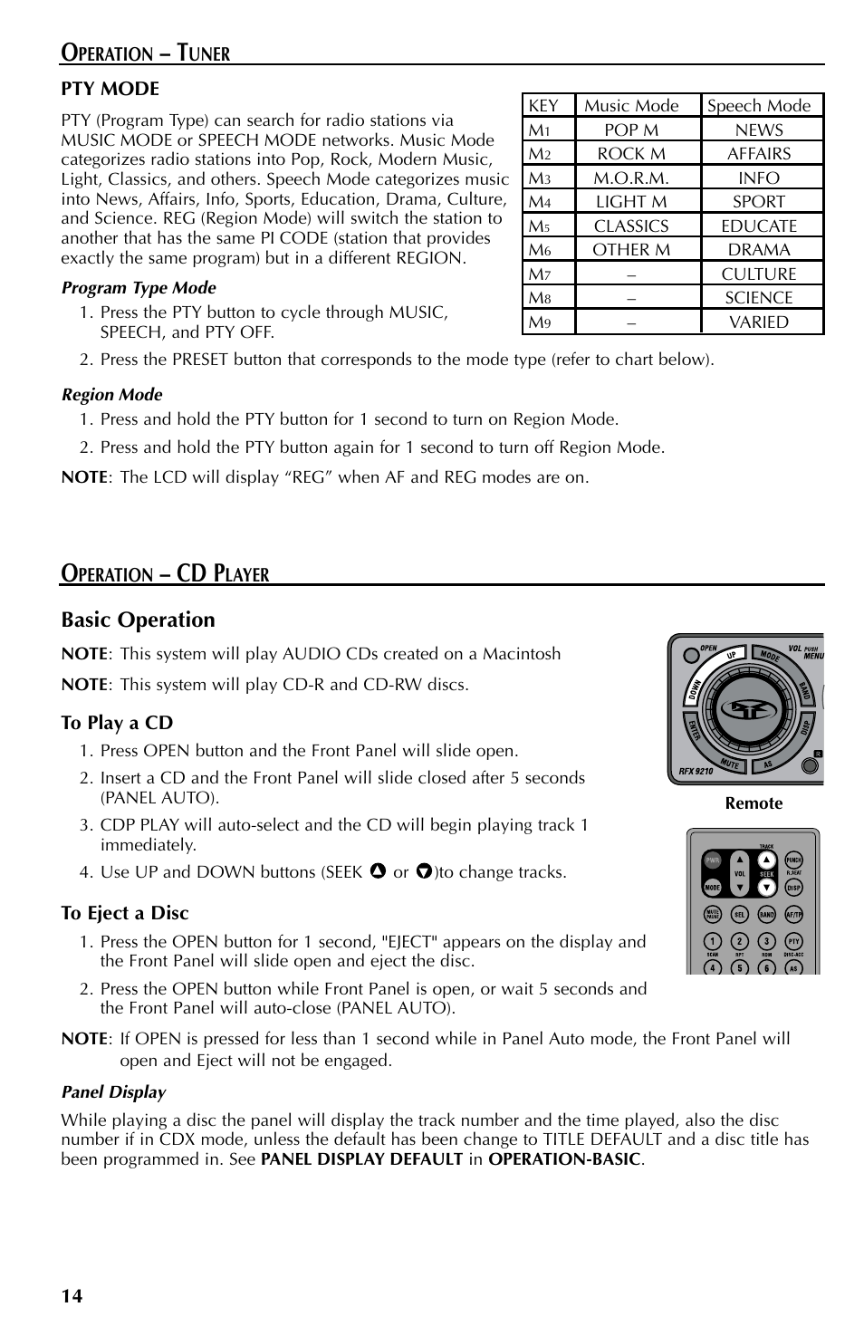 Cd p, Basic operation | Rockford Fosgate RFX9110 User Manual | Page 14 / 76