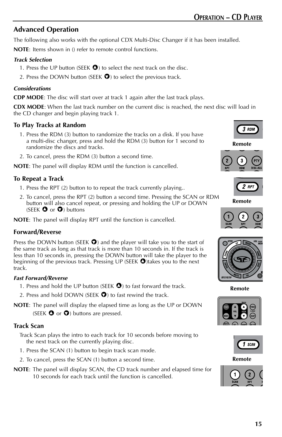 Cd p, Advanced operation | Rockford Fosgate RFX9110 User Manual | Page 15 / 76