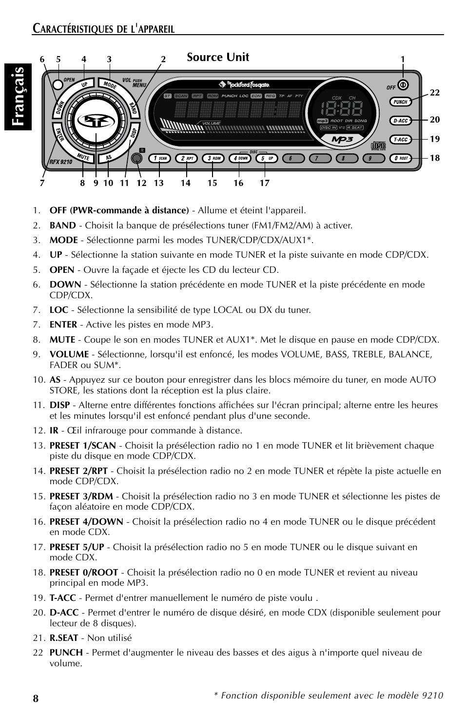 Fran çais | Rockford Fosgate RFX9110 User Manual | Page 32 / 76