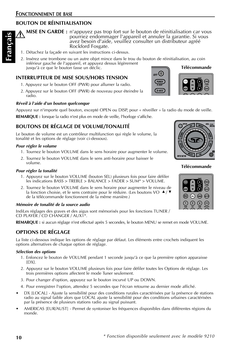 Fran çais | Rockford Fosgate RFX9110 User Manual | Page 34 / 76