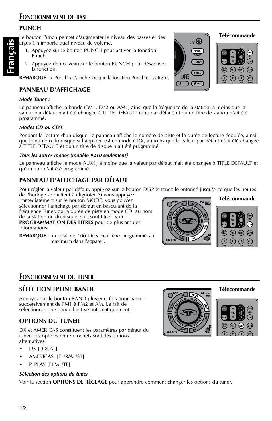 Fran çais | Rockford Fosgate RFX9110 User Manual | Page 36 / 76