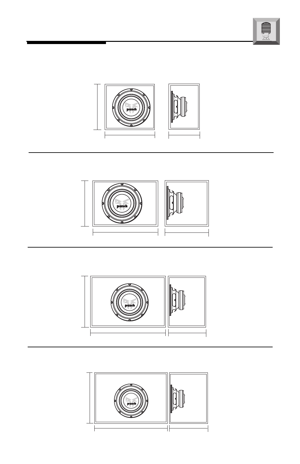 Nstallation, Punch 8, Punch 10 | Punch 12, Punch 15, Recommended enclosures, Recommended sealed .30ft, 50l), Recommended sealed .75ft, 24l) | Rockford Fosgate RFP-1810 User Manual | Page 6 / 20