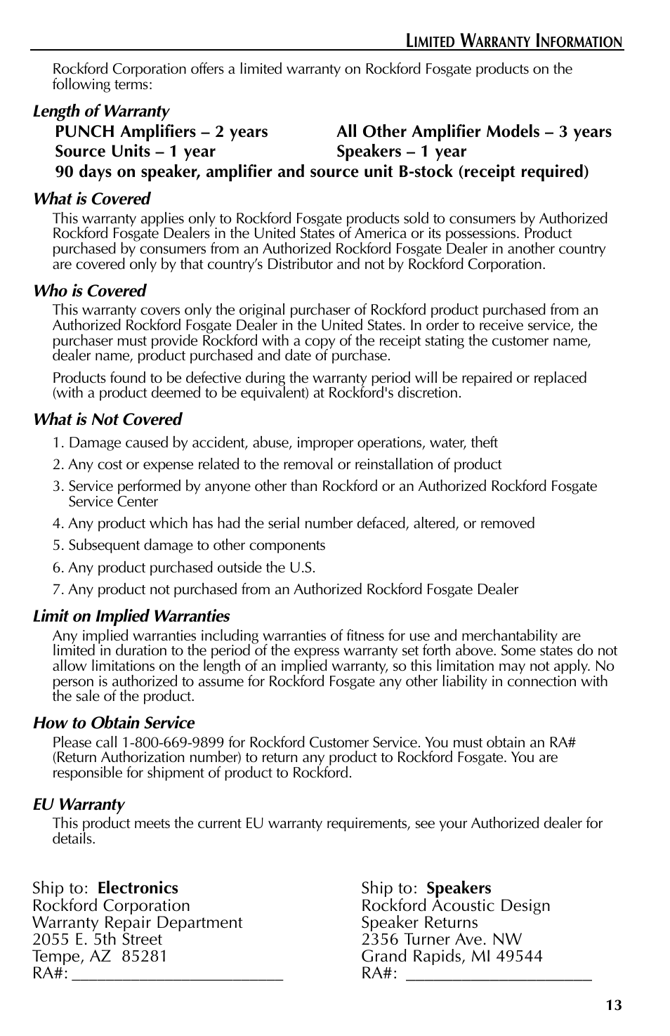 Rockford Fosgate X2 User Manual | Page 13 / 64