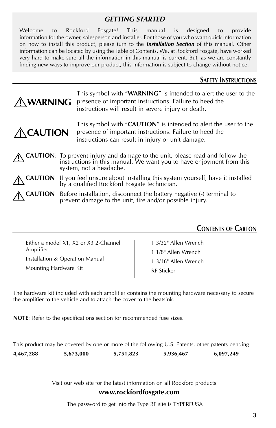 Rockford Fosgate X2 User Manual | Page 3 / 64