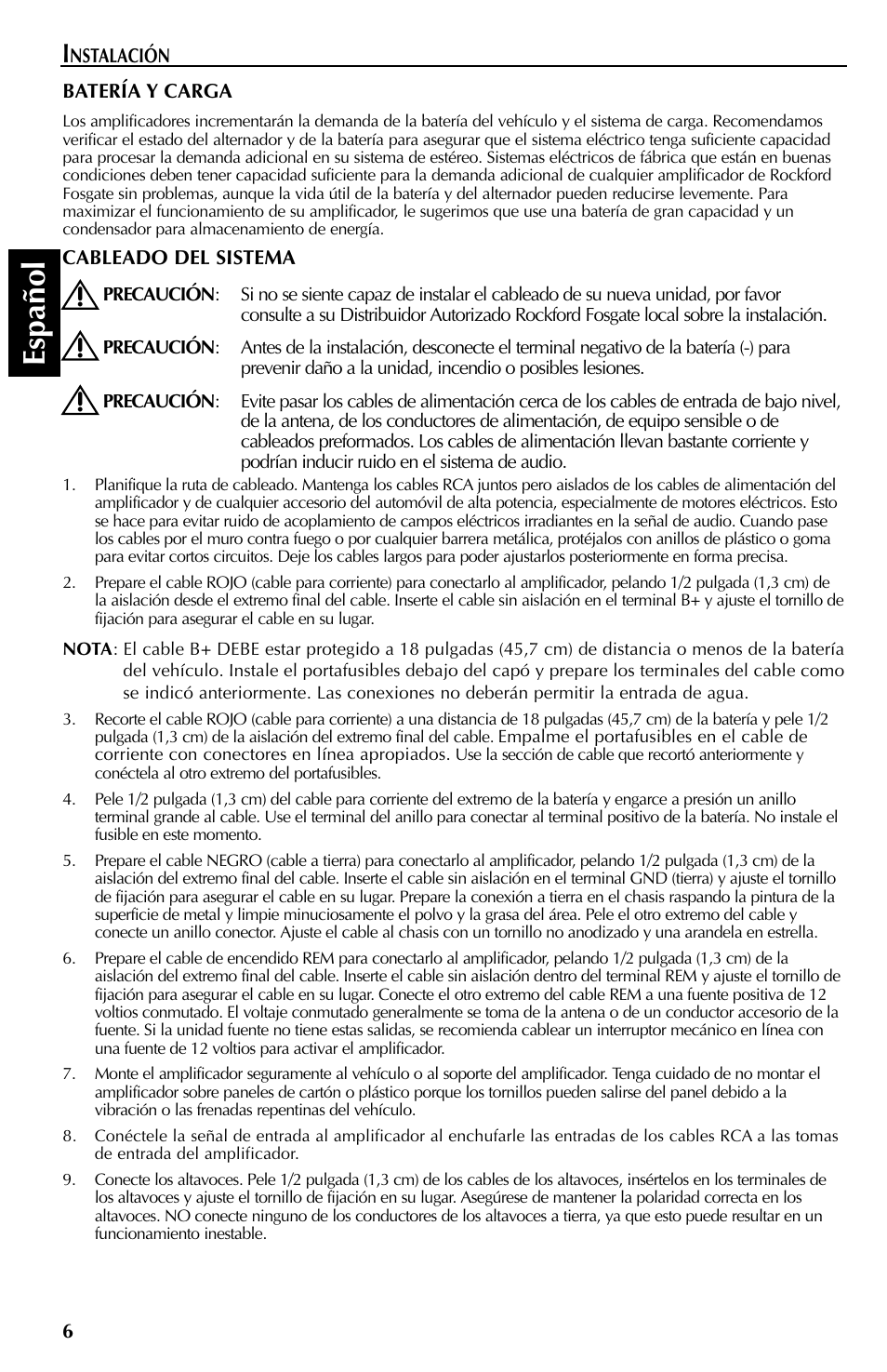 Espa ñ ol | Rockford Fosgate X2 User Manual | Page 30 / 64