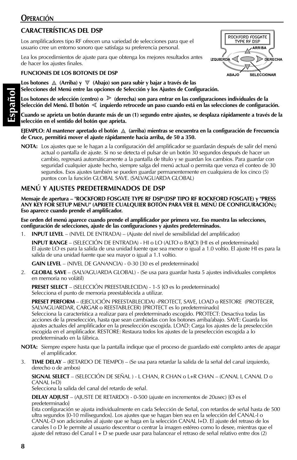 Espa ñ ol | Rockford Fosgate X2 User Manual | Page 32 / 64