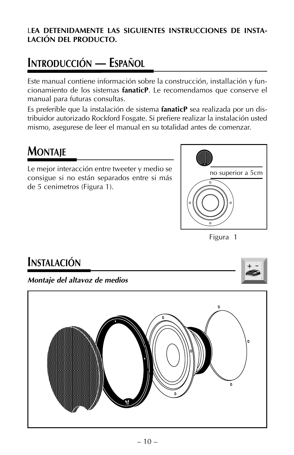 Ntroducción, Spañol, Ontaje | Nstalación | Rockford Fosgate FNP2614U User Manual | Page 13 / 24