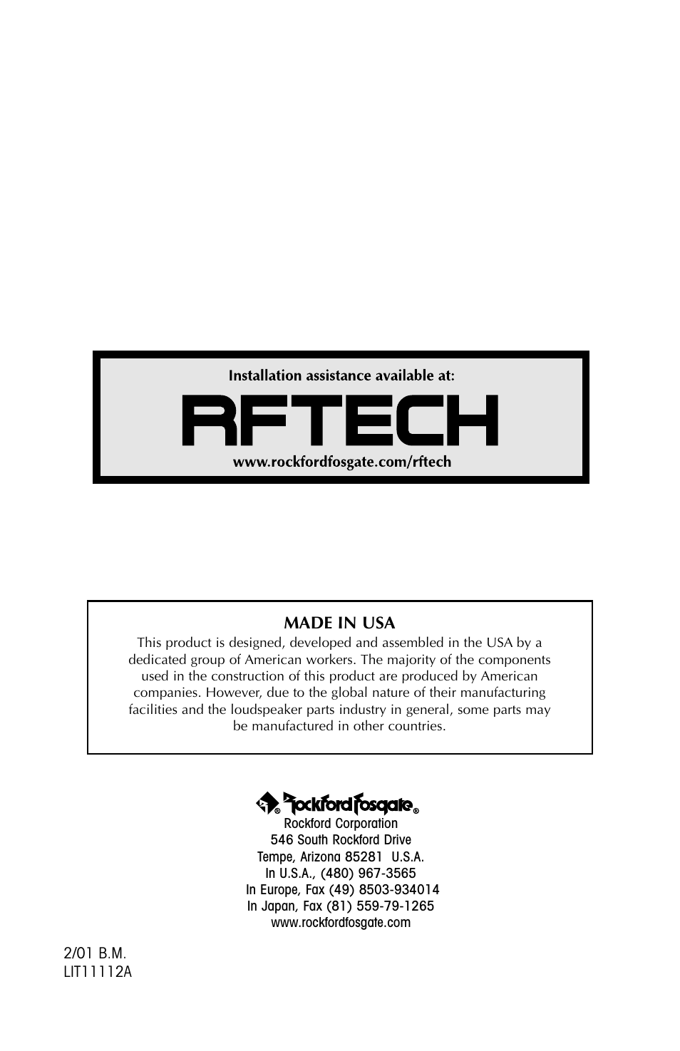 Made in usa | Rockford Fosgate FNP2614U User Manual | Page 24 / 24