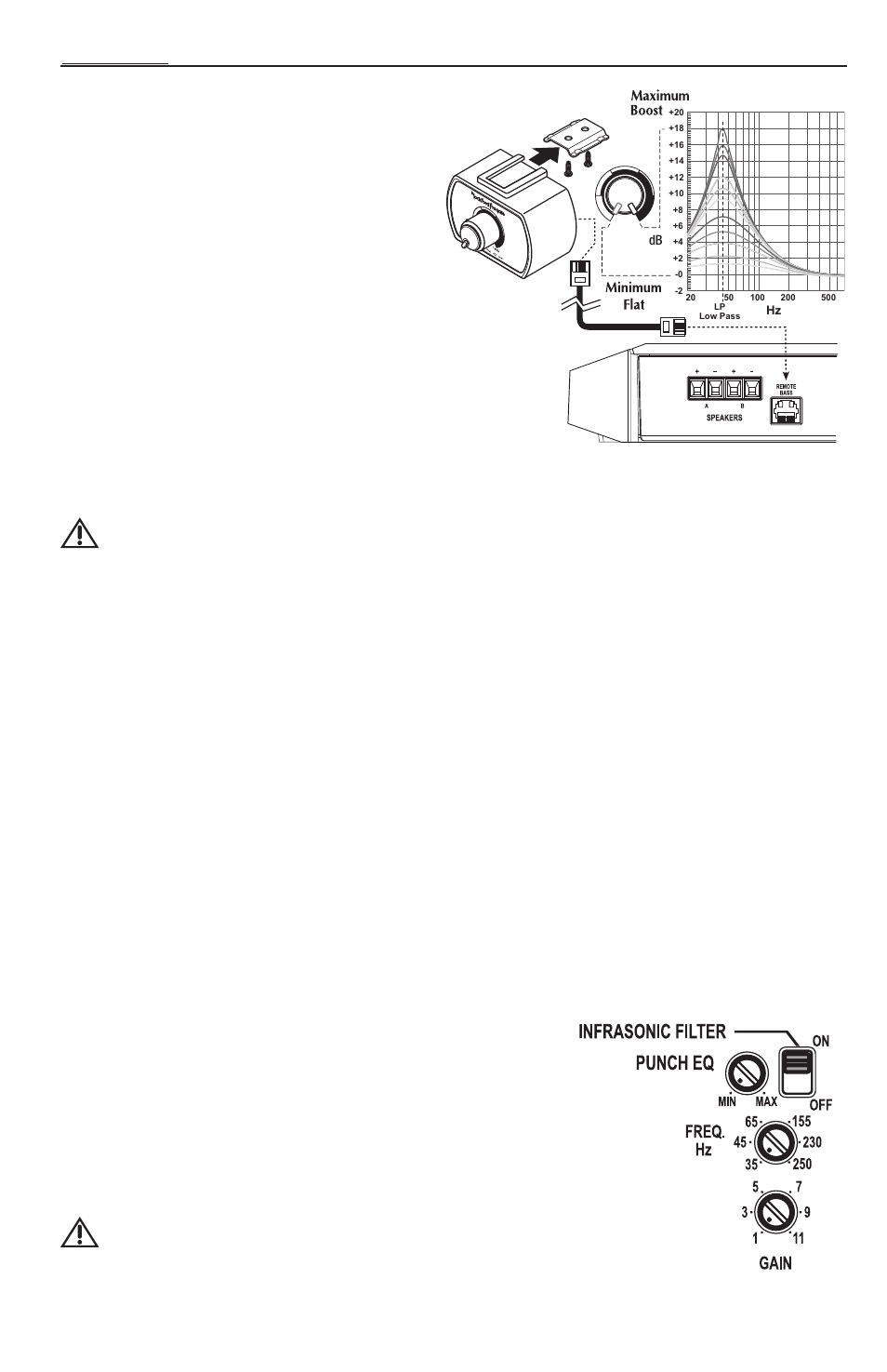 8remote punch eq (option), Peration infrasonic filter, Punch eq | Adjusting crossover frequency, Adjusting gain | Rockford Fosgate T1500-1bd User Manual | Page 8 / 52