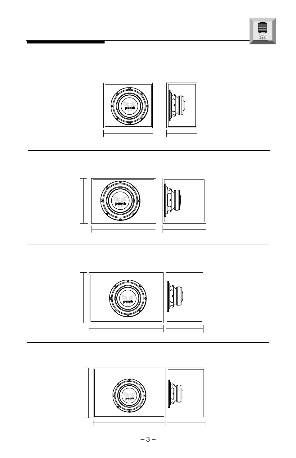 Nstallation, Punch 8, Punch 10 | Punch 12, Punch 15, Recommended enclosures, Recommended sealed .30ft, 50l), Recommended sealed .75ft, 24l) | Rockford Fosgate RFP-1415/1815 User Manual | Page 6 / 20