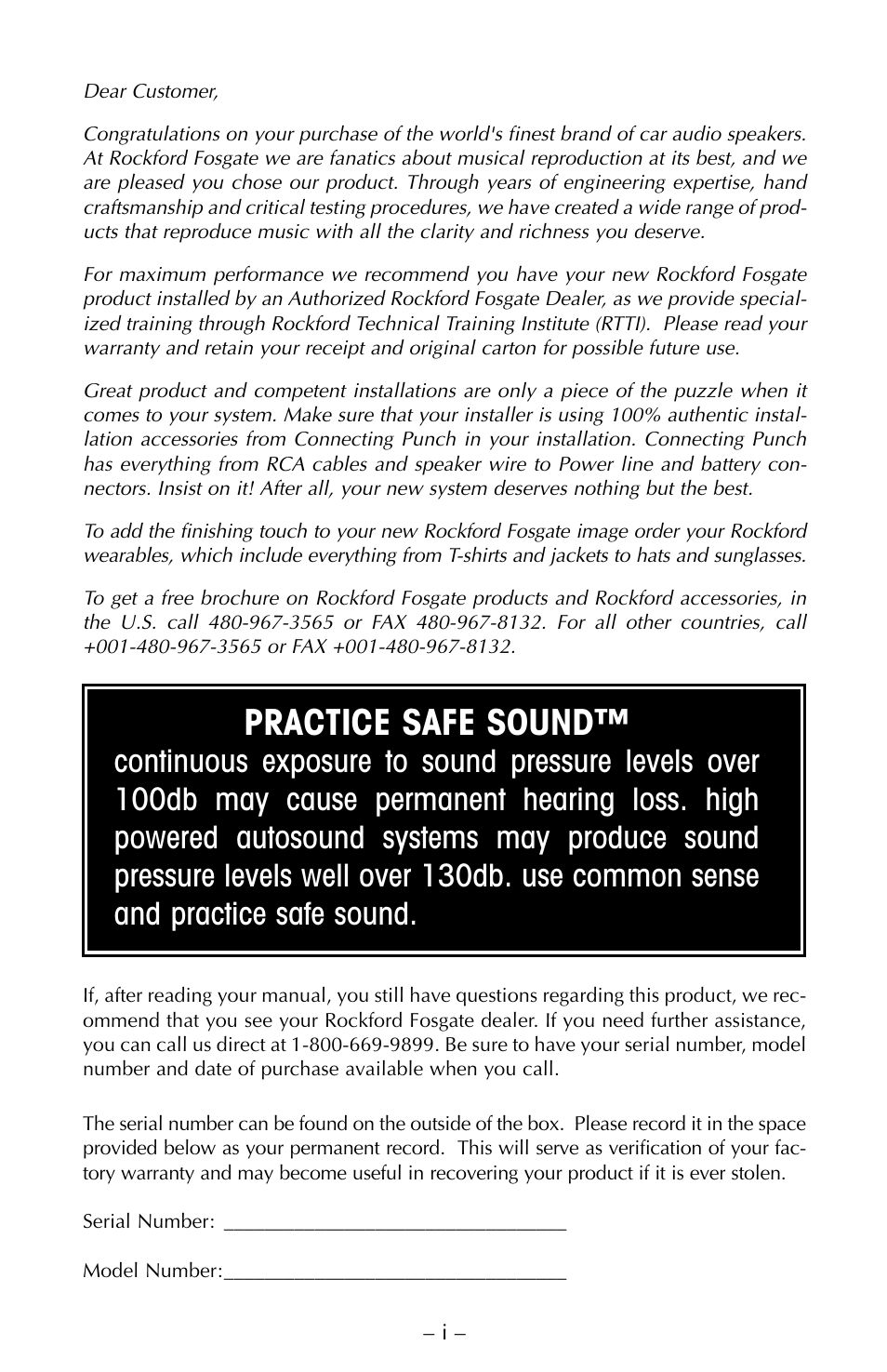 Practice safe sound | Rockford Fosgate FNX2405 User Manual | Page 2 / 20
