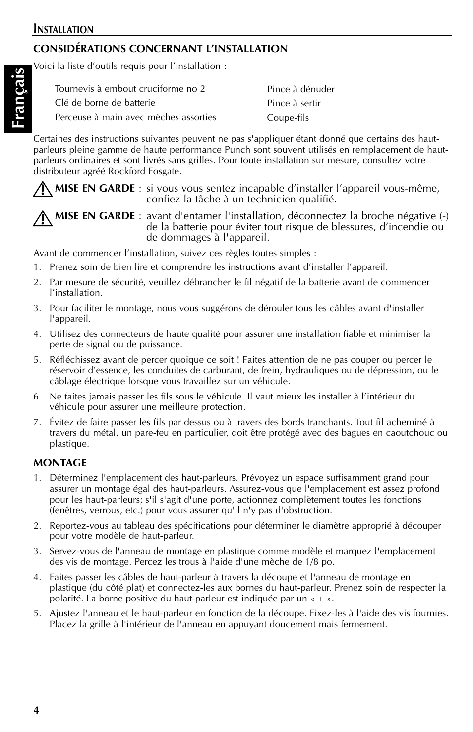 Fran çais | Rockford Fosgate FRC3268 User Manual | Page 10 / 32